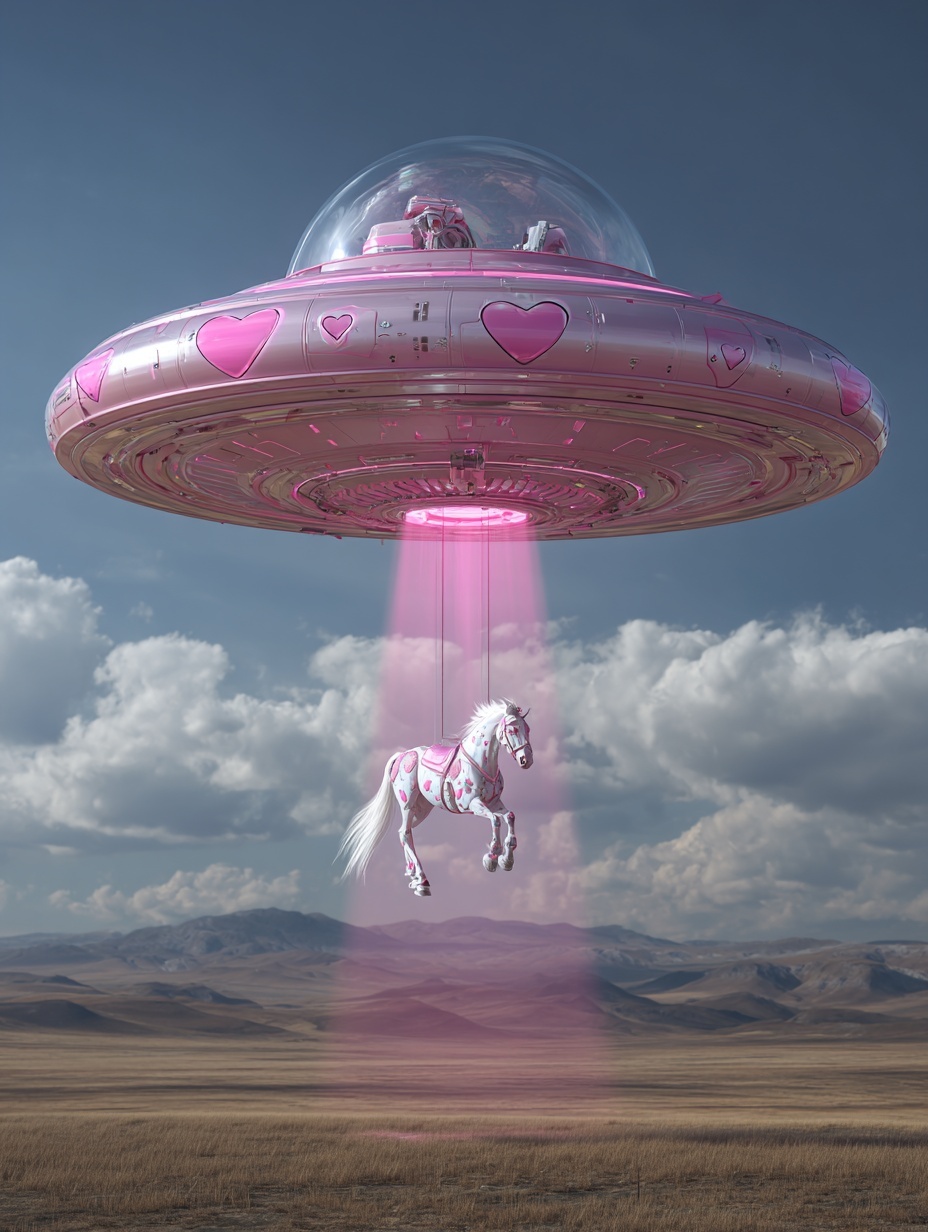 “Surreal UFO Scene: A Heartfelt Encounter”