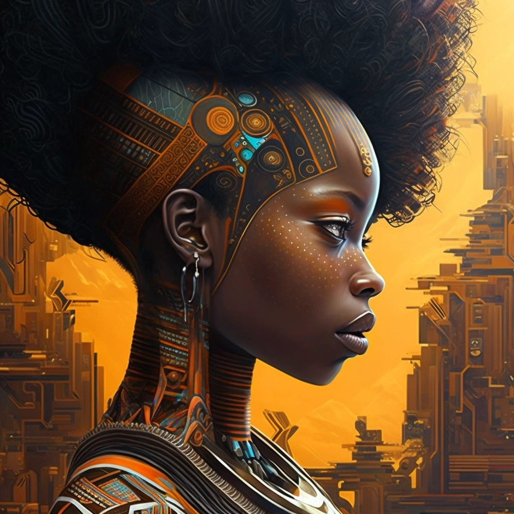 Psychedelic Afrofuturistic Zulu Girl Illustration