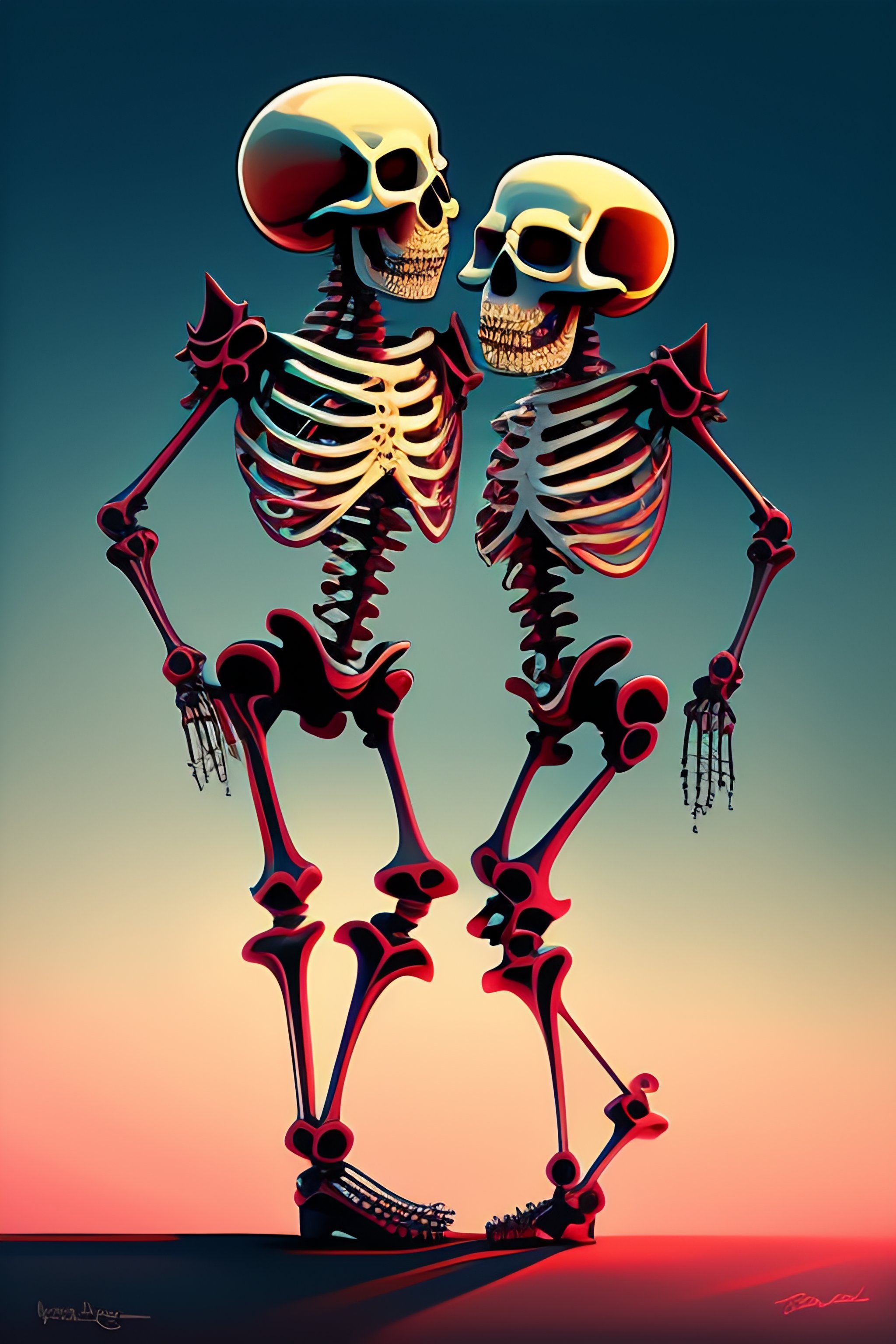 Tim Burton-inspired Skeleton Dance Art