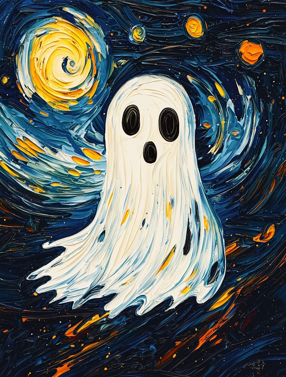 Vibrant Ghost Art: Van Gogh-Inspired Painting