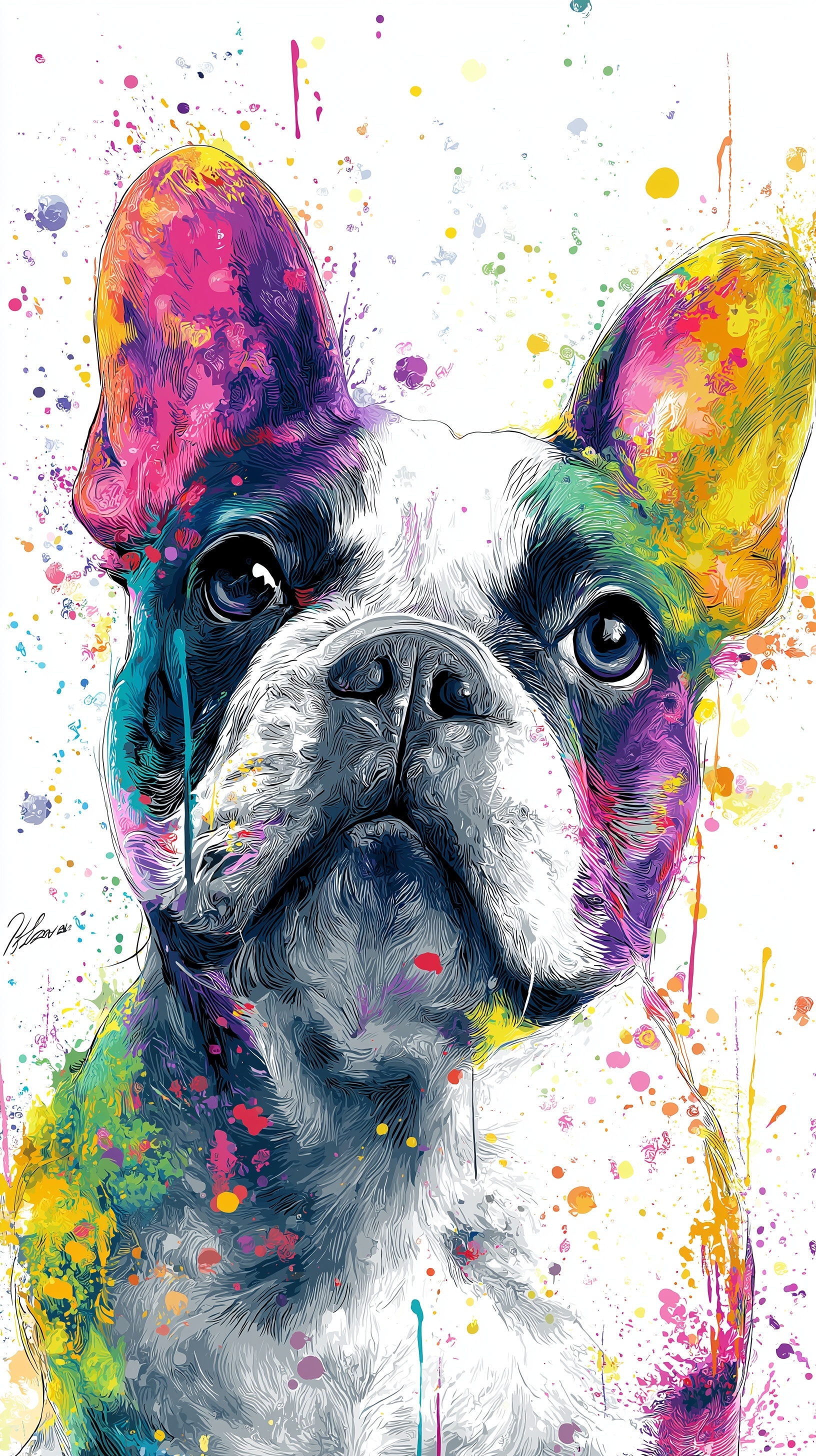 Vibrant Frenchie Art: Color Splash Canvas Print