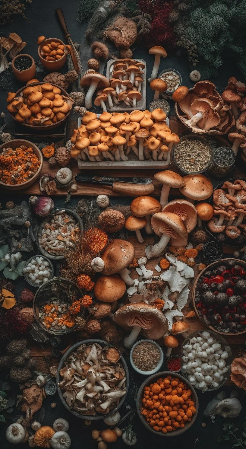 Nature's Joyful Mushrooms: Stock Photography