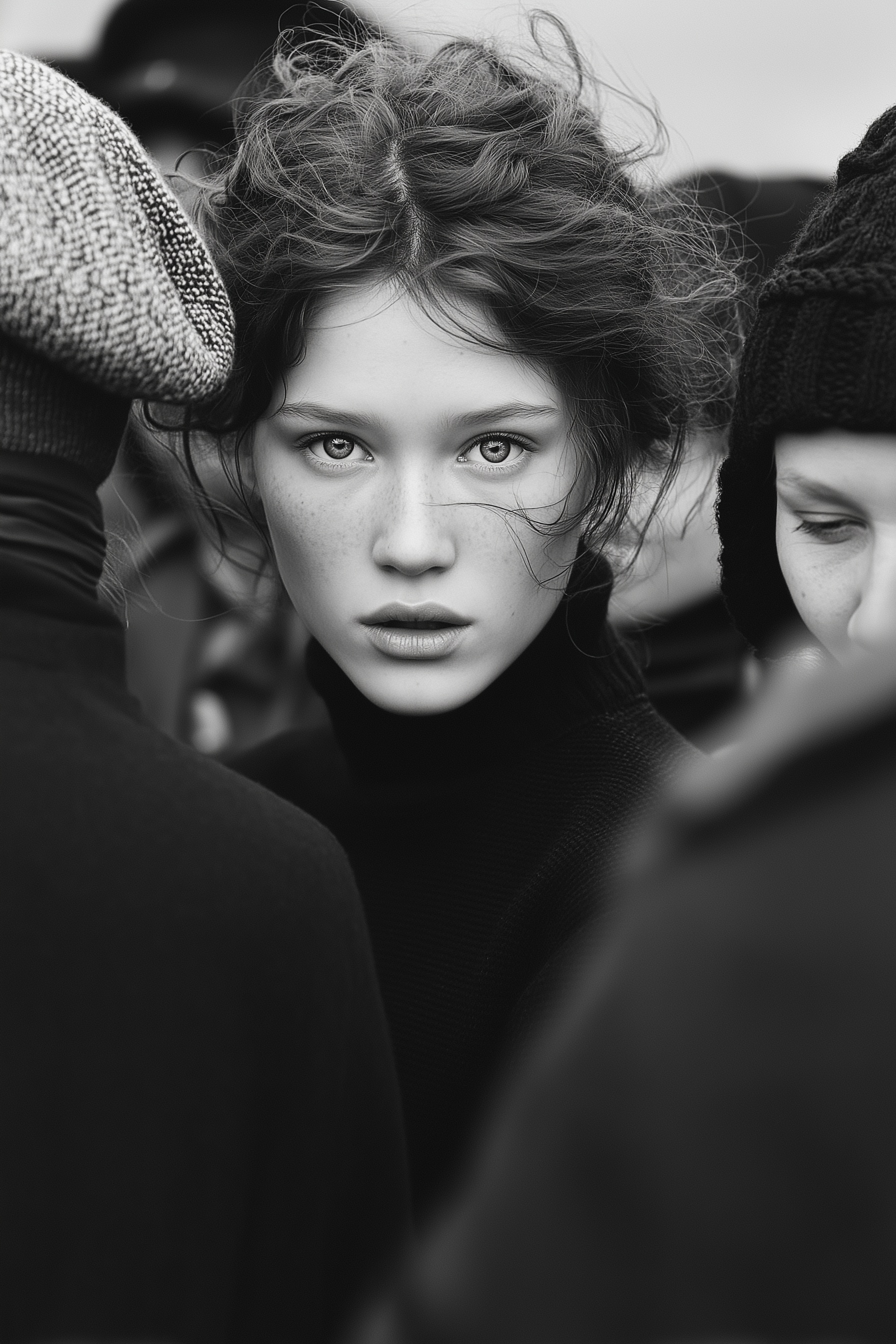 Minimalist Portrait of a Woman in a Crowd