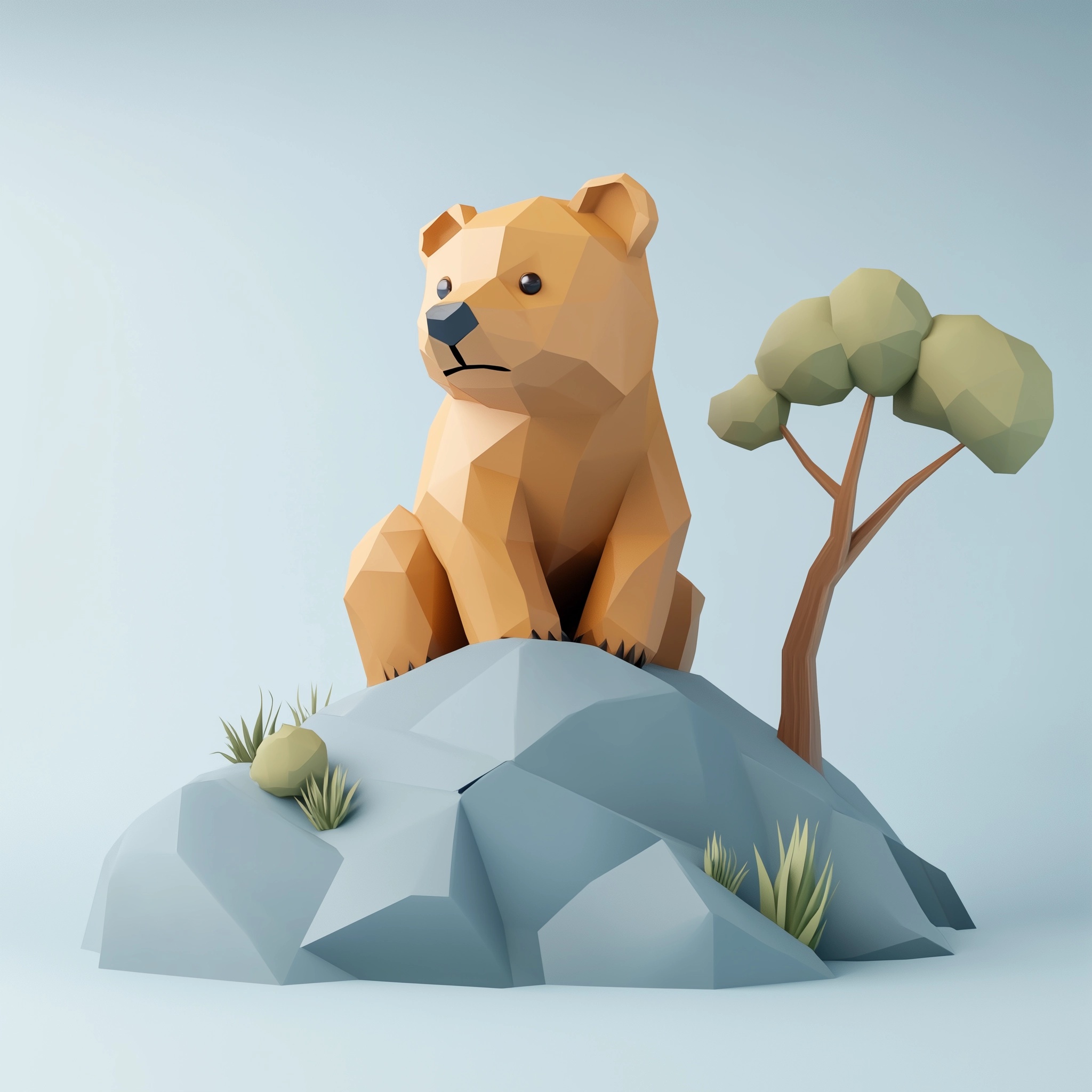 Cute Prehistoric Cave Bear: Origami 3D Design