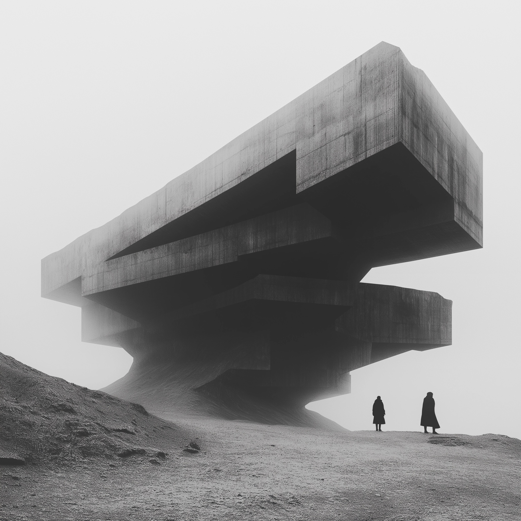 Explore Surreal Brutalist Sculptures in Black & White