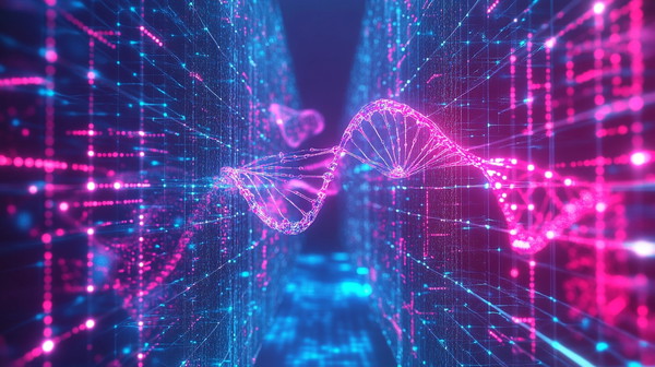 Electrifying DNA: A Neon Abstract Journey