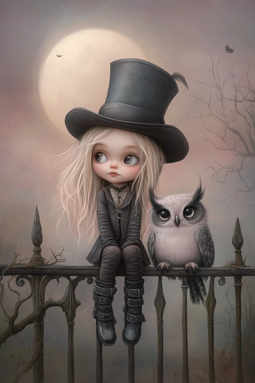 Enchanting Gothic Kawaii Art: A Whimsical Scene