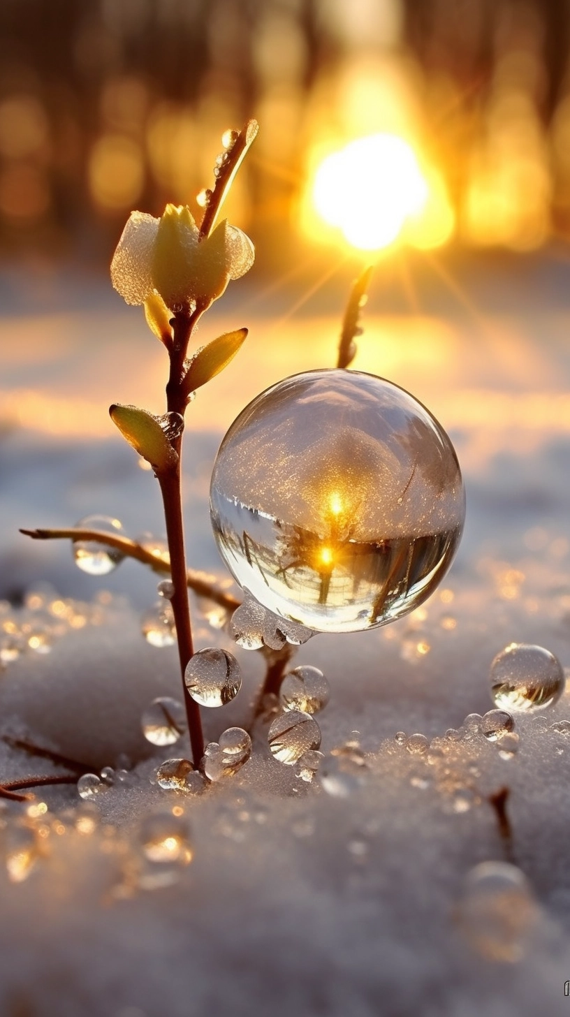 Surreal Fruits in Snow: Glittering Petals & Crystal Drops