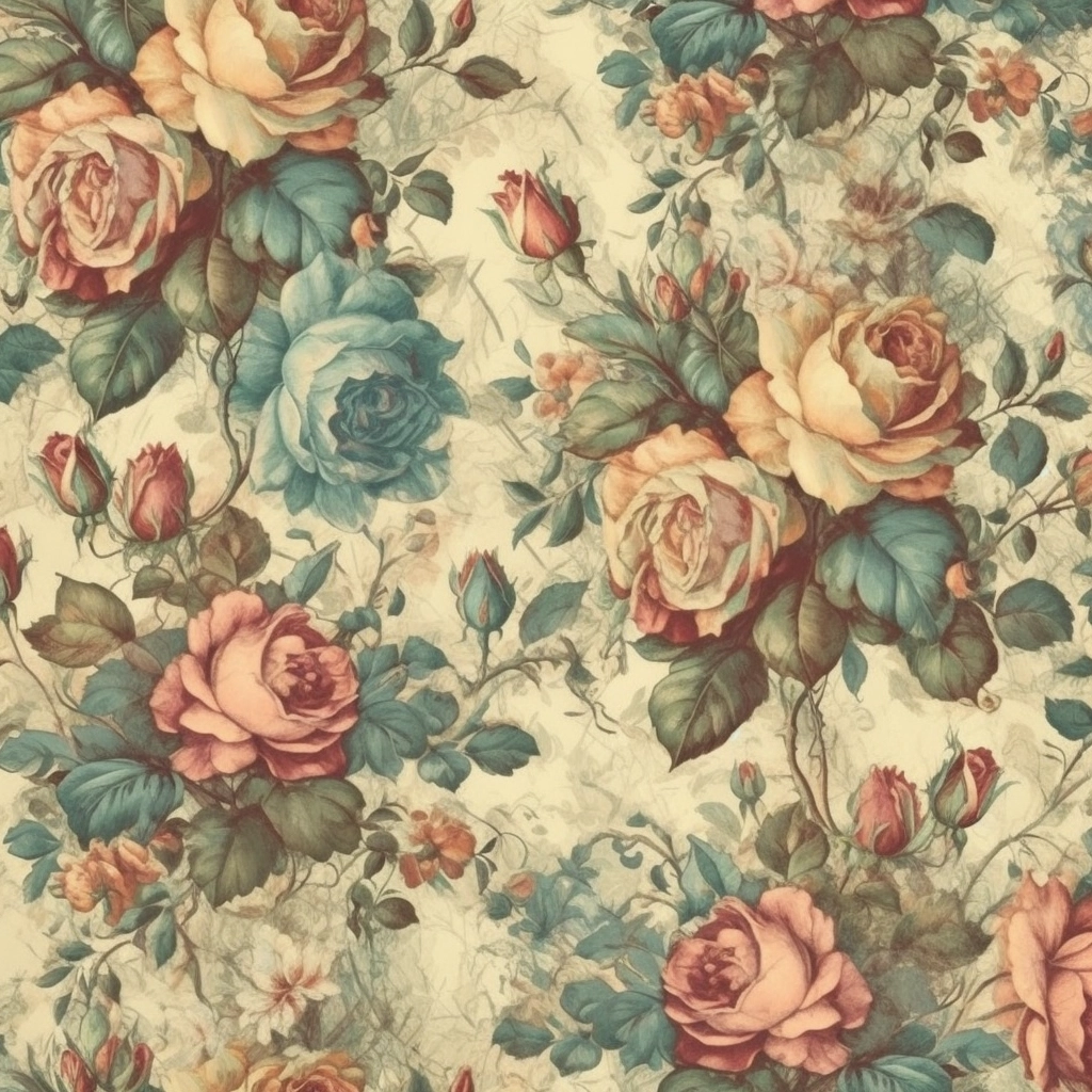 Vintage French Rose Wallpaper Pattern