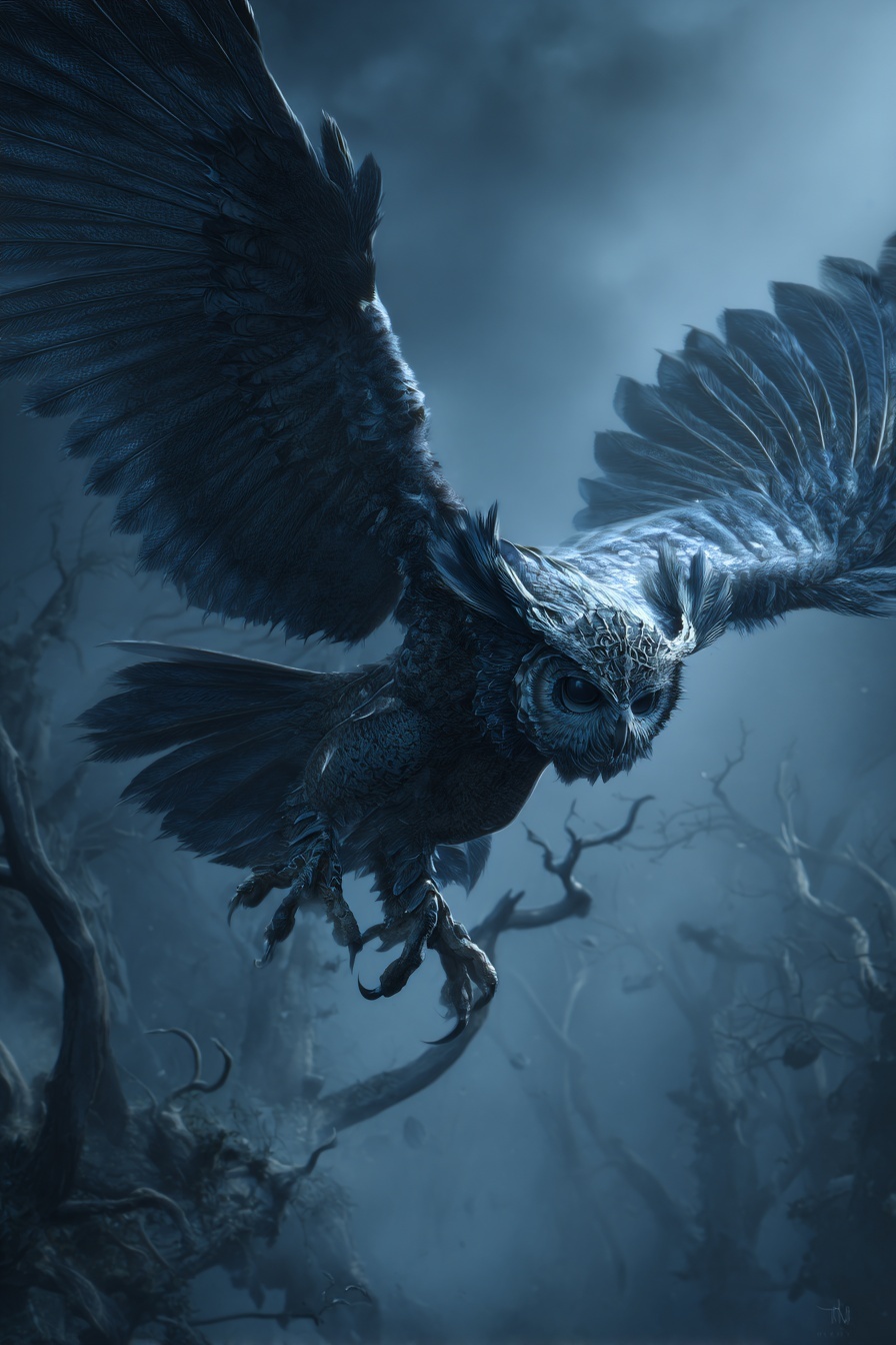 Eerie Skull Owl: Dark Fantasy in Flight