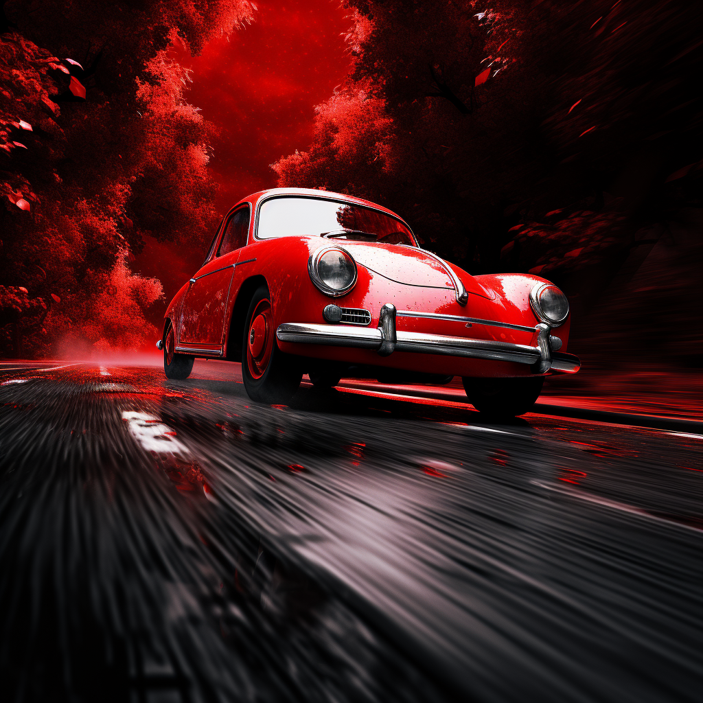 Vibrant Disney-style Abstract Photography - 64K HDR Red Car