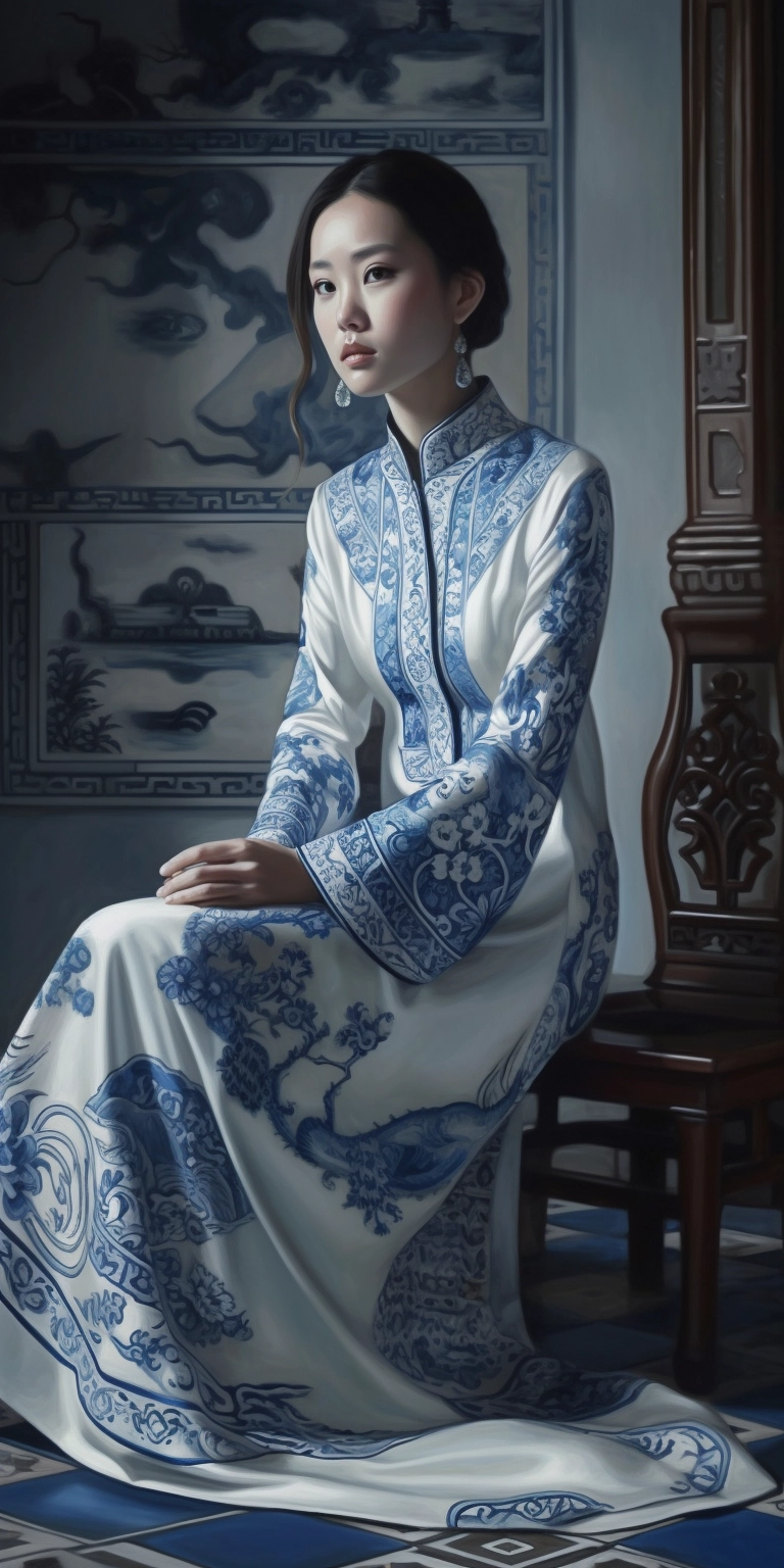 Chinese Traditional Gowns in Blue & White