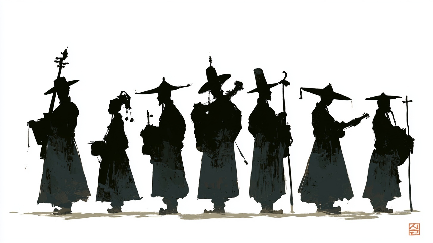 Silhouetted Musicians in Energetic Performance