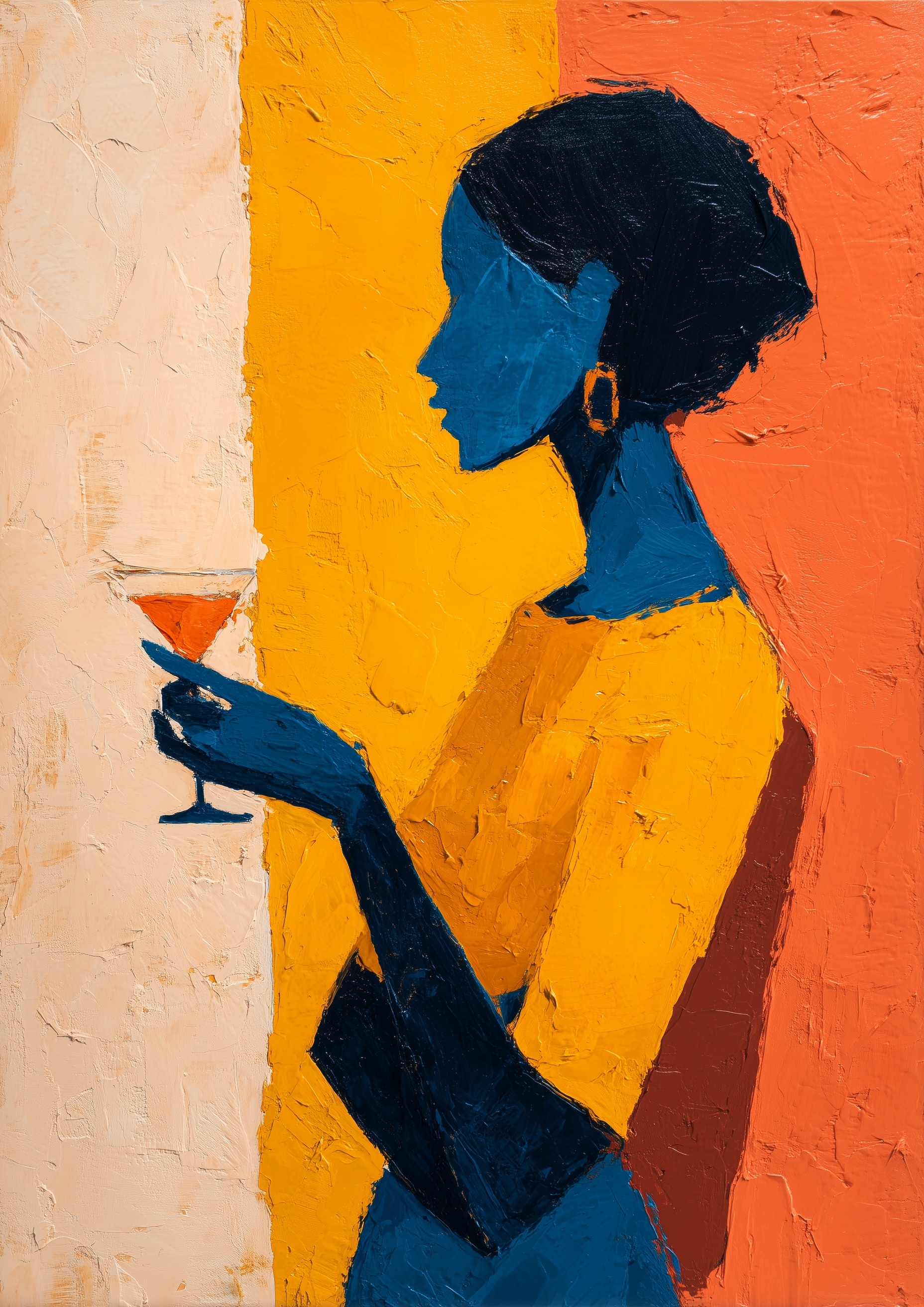 Minimalist Matisse-Inspired Portrait of African Woman