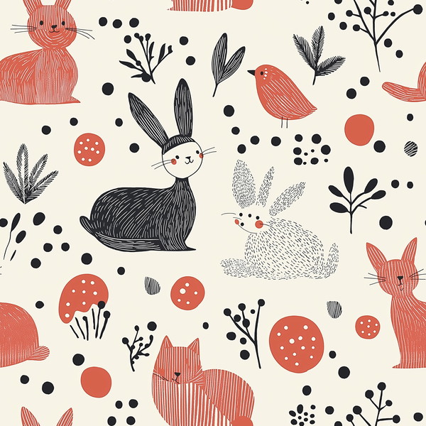 Charming Scandinavian Animal Pattern for Textiles