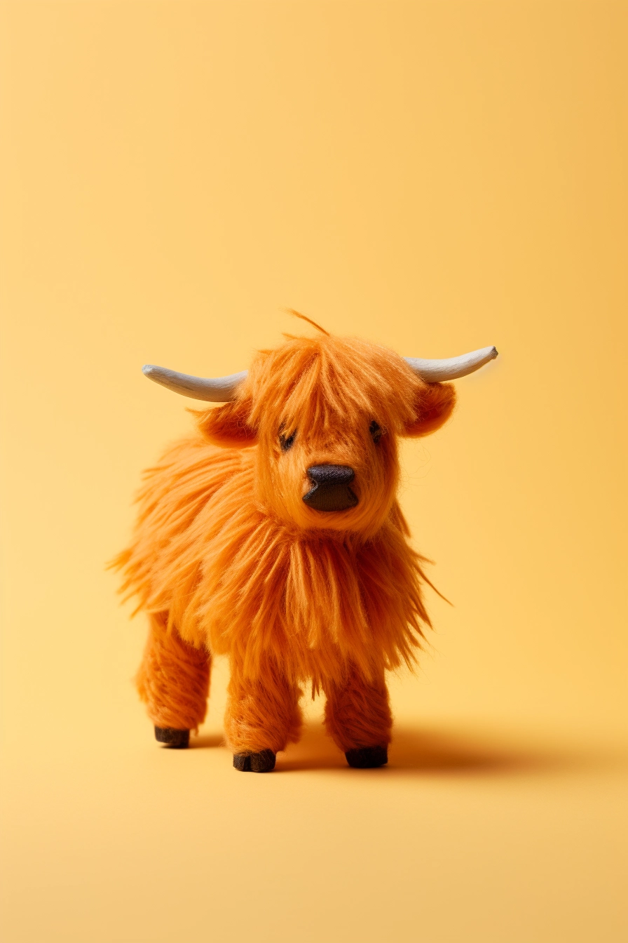 Handmade Retro Highland Cow Toy - Vibrant Danish Design