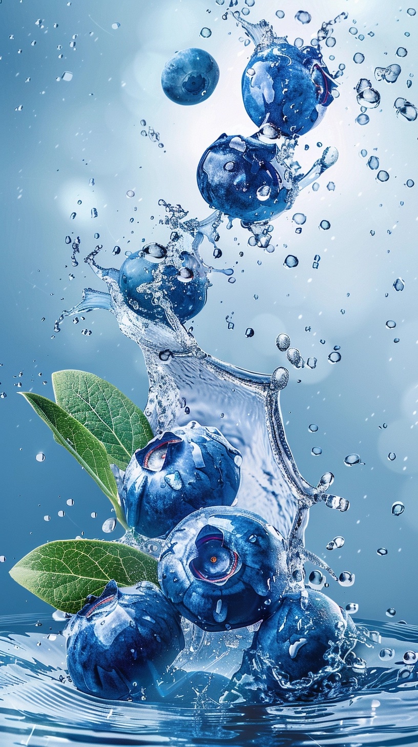 Vibrant Blueberry Splash Poster for Your Space