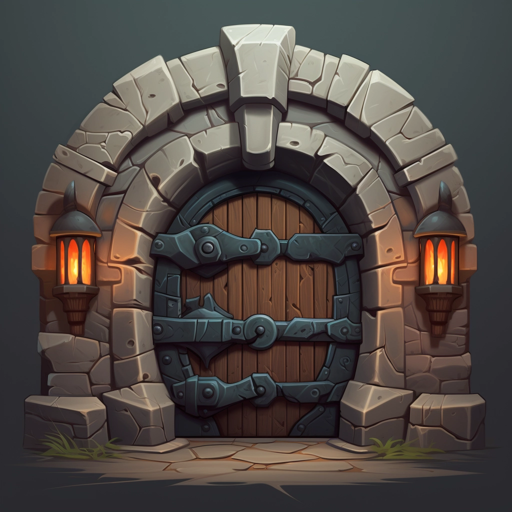 Whimsical Cartoon Dungeon Door: Unlock Adventure!