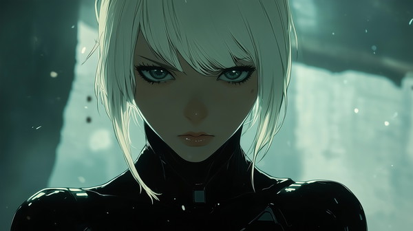 Blonde Cyborg in Black - Cinematic Manga Style