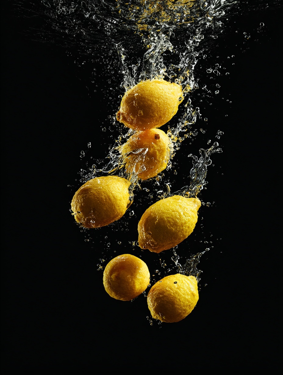 Lemons Splashing into Water – Stunning 8K Illustration