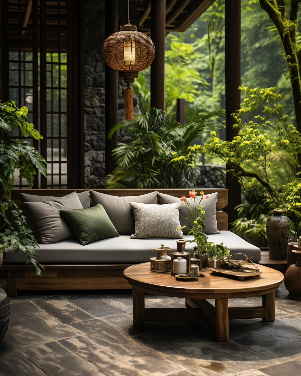 Fusion of Zen and Modern Design: Fresh Flowers, Green Plants, and Tranquil Living