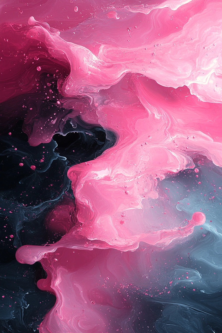 Fluid Art: Pink & Black Abstract Wallpaper