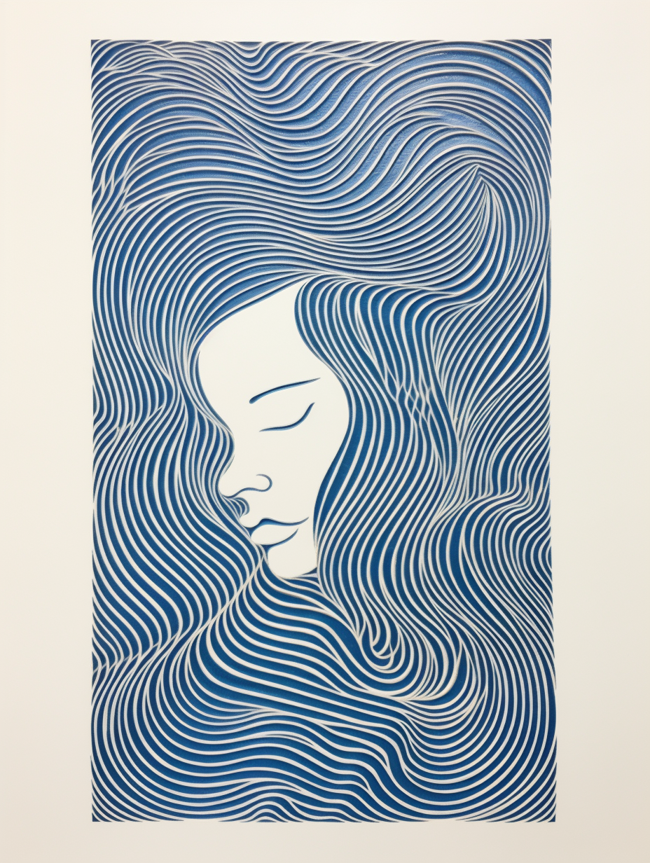 Oceanic Serenity: Linocut Print Inspired Mantara Art