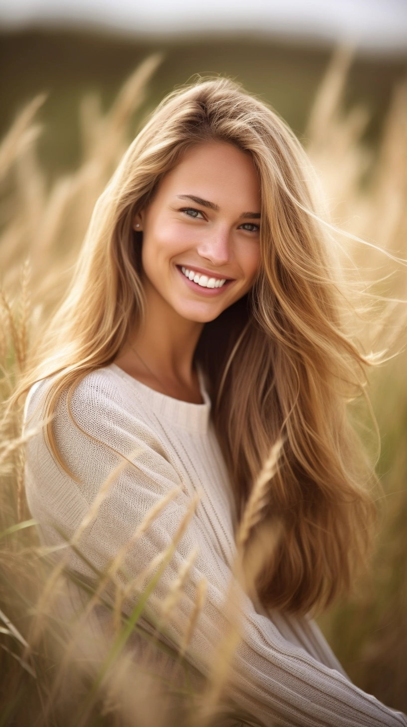 Beach Portrait: Smiling Women in Tall Grass