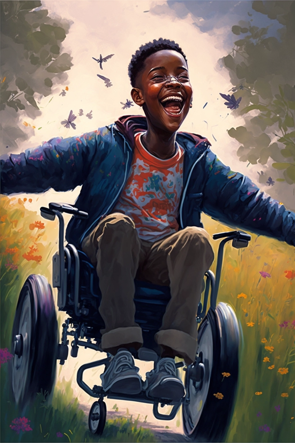 Unbridled Black Boy Joy in a Meadow