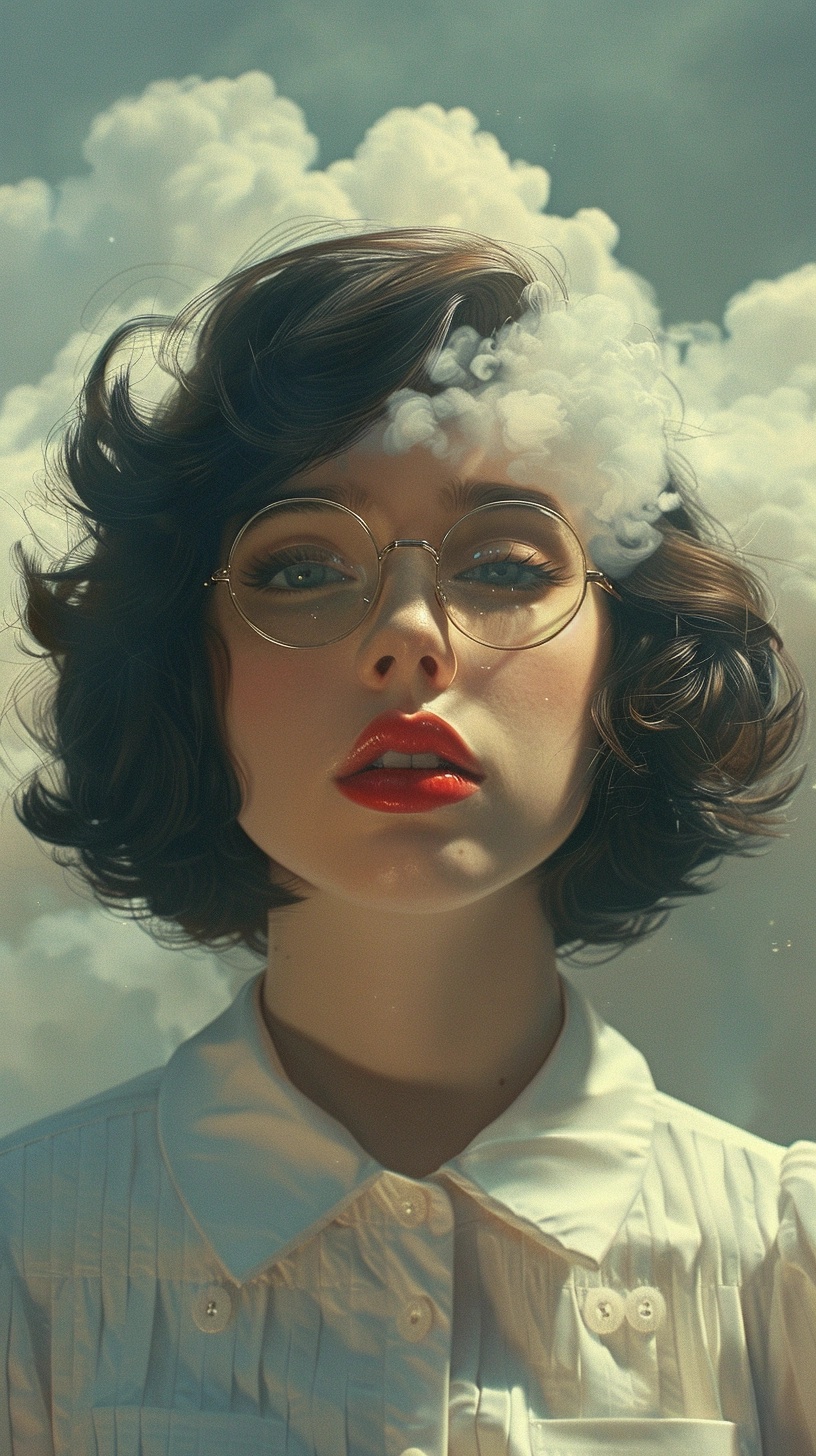 Surreal Woman in White Shirt: Hyper-Realistic Artwork