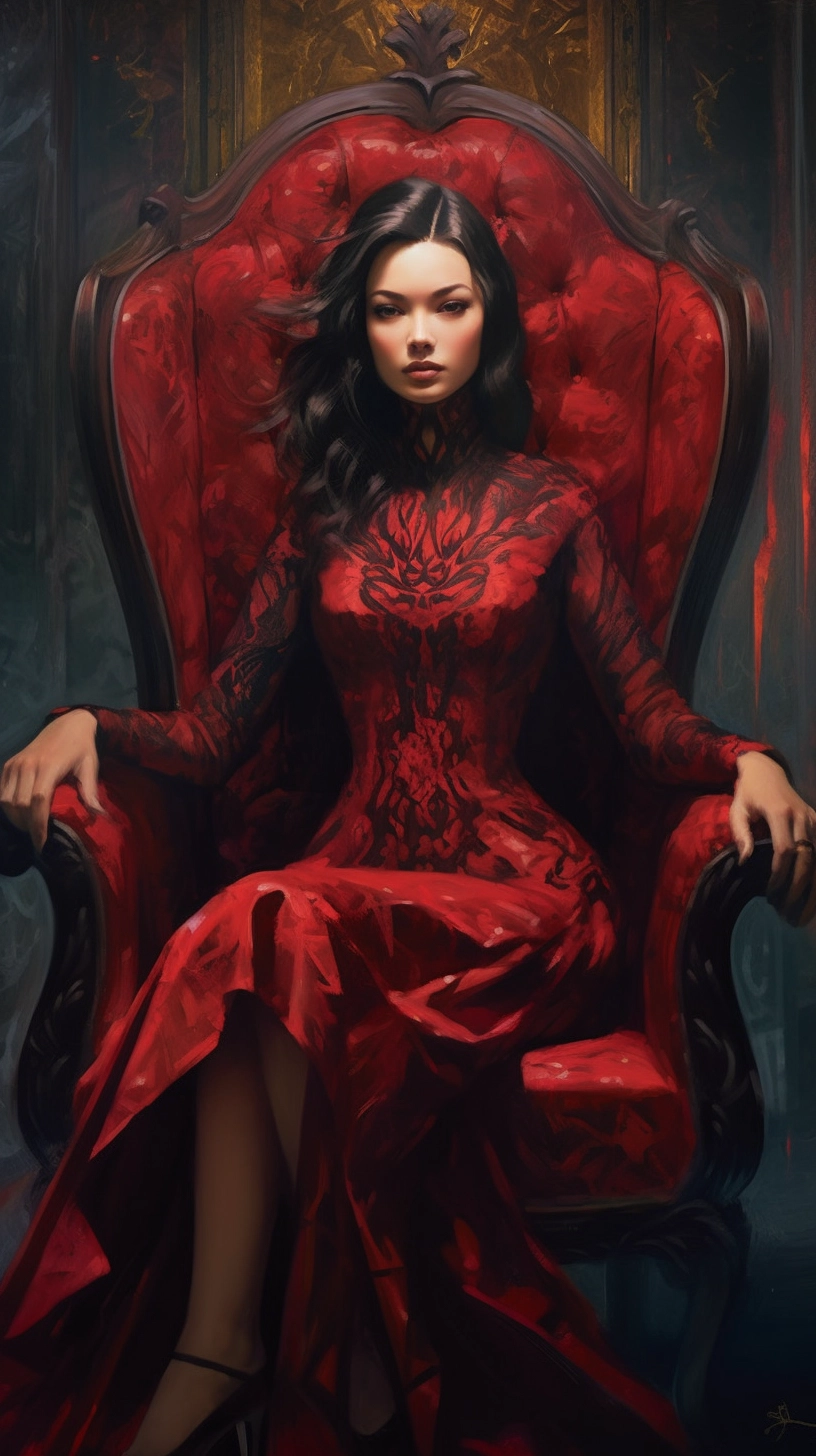 Dark Princess in Ornate Red Dress