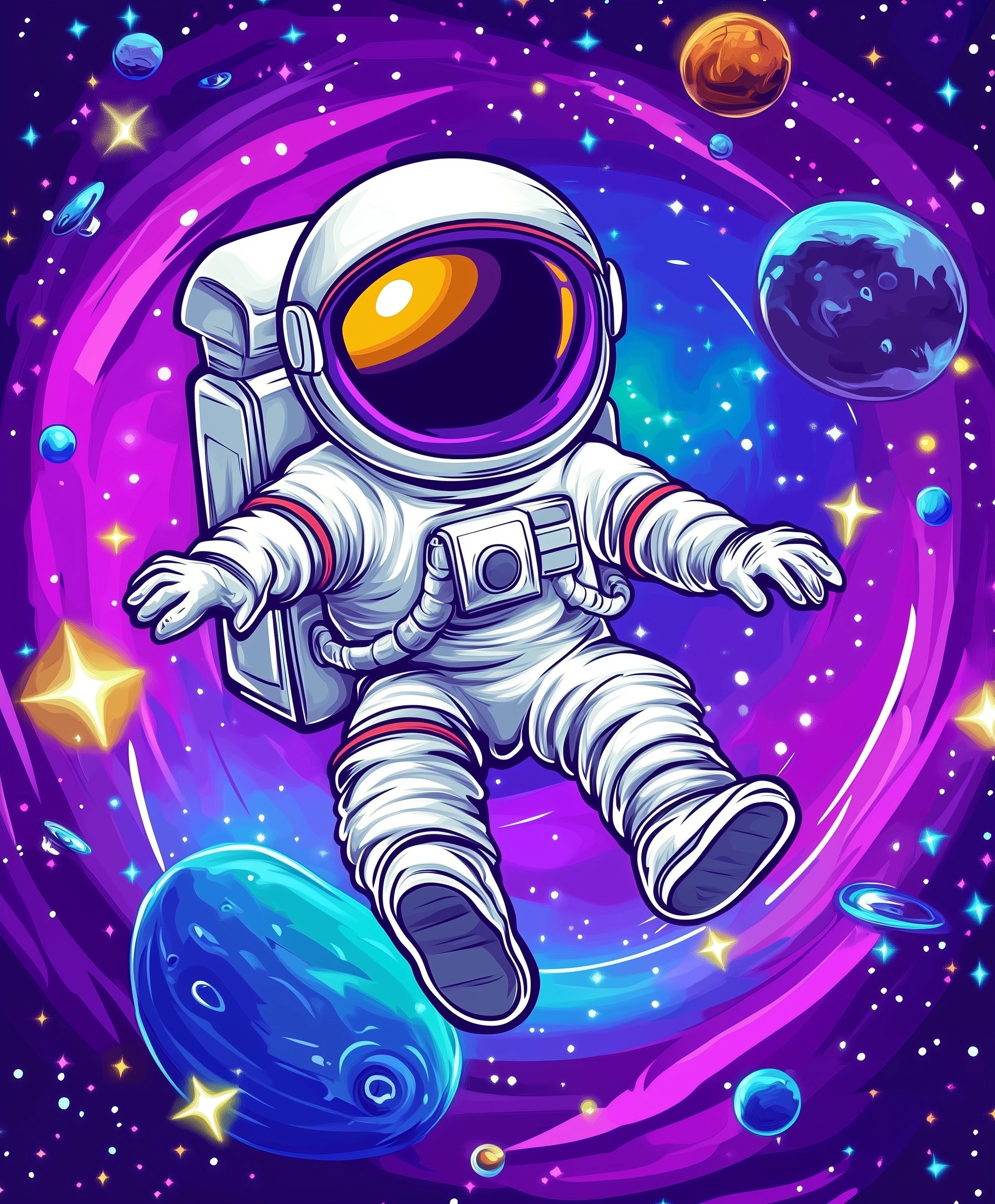 Vibrant Astronaut Space Wallpaper - 8K Quality