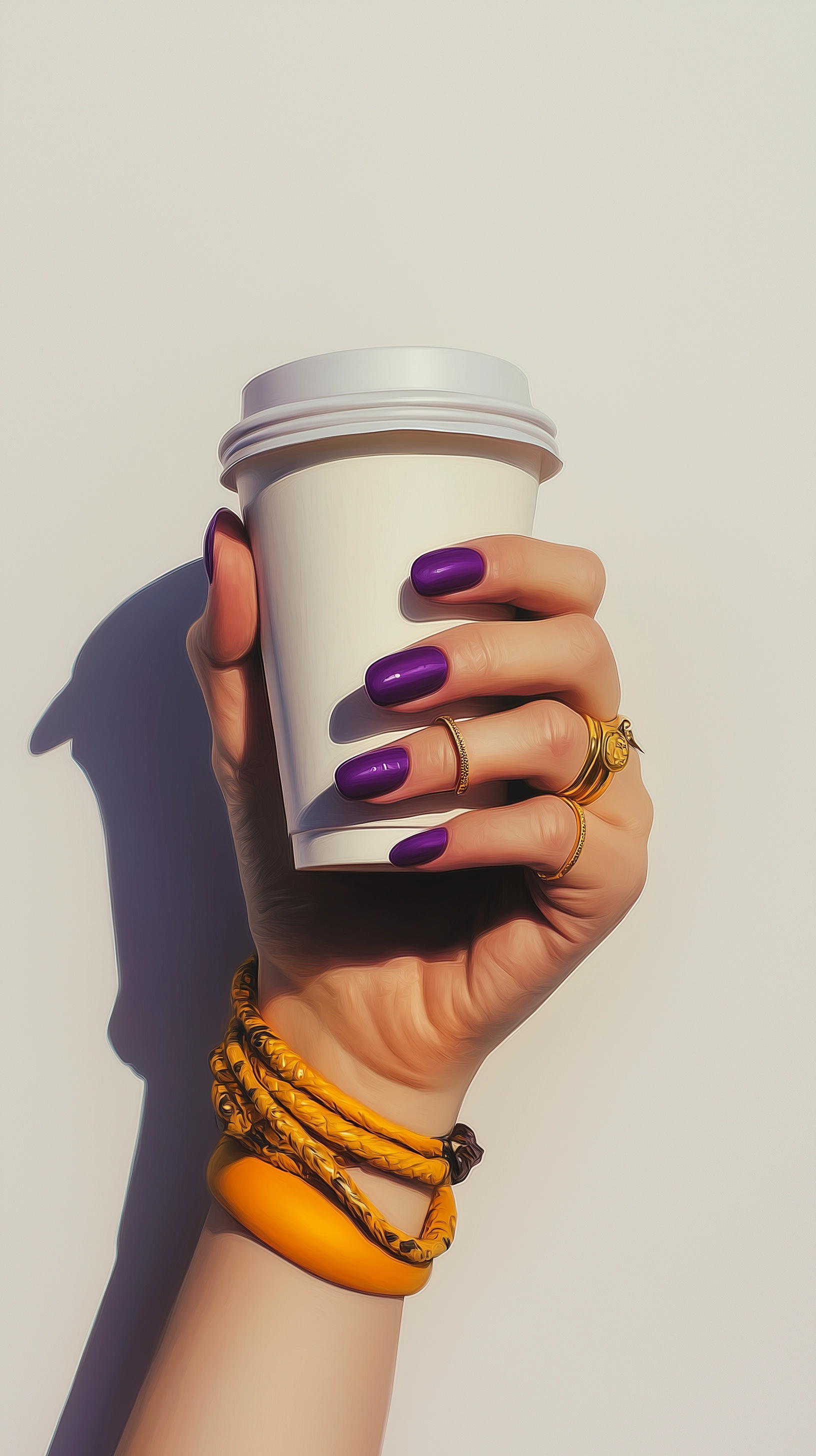 Vibrant '80s Style: Coffee in Hand