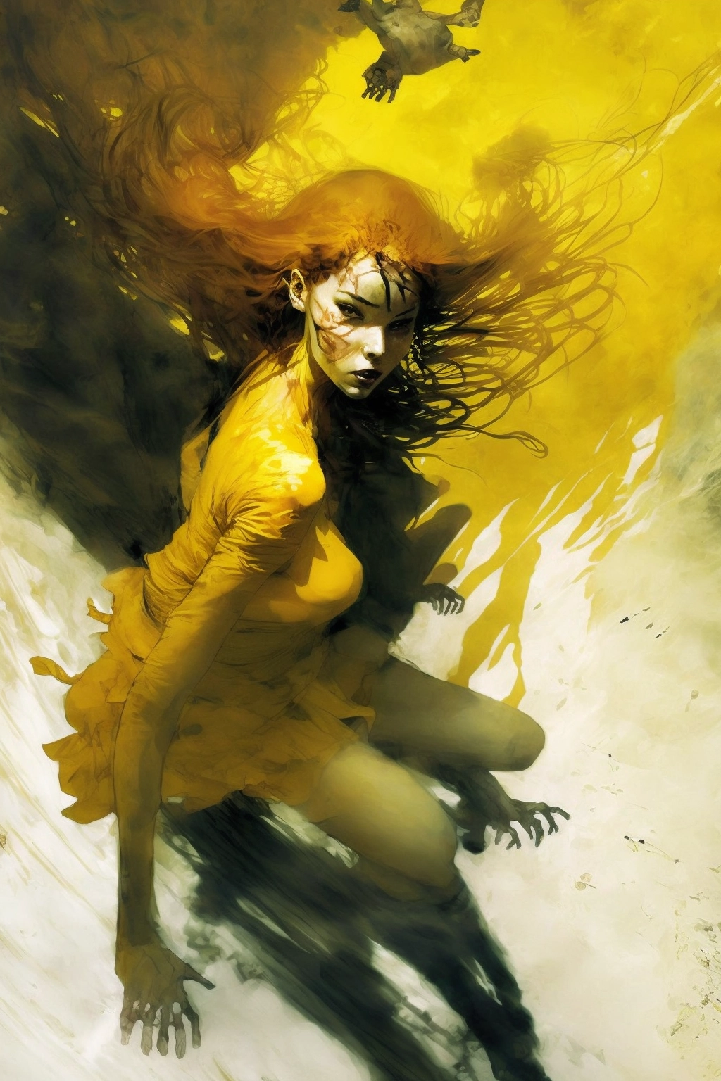 Atmospheric Fantasy Art: Banshee in Yellow & Cypher Rising