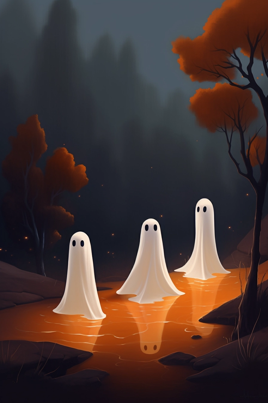 Minimalist Ghost Trio: Cute & Dreamy 2D Game Art