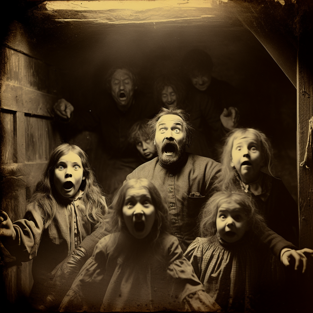 Chilling Vintage Horror: Unsettling Family Screams in Old Attic