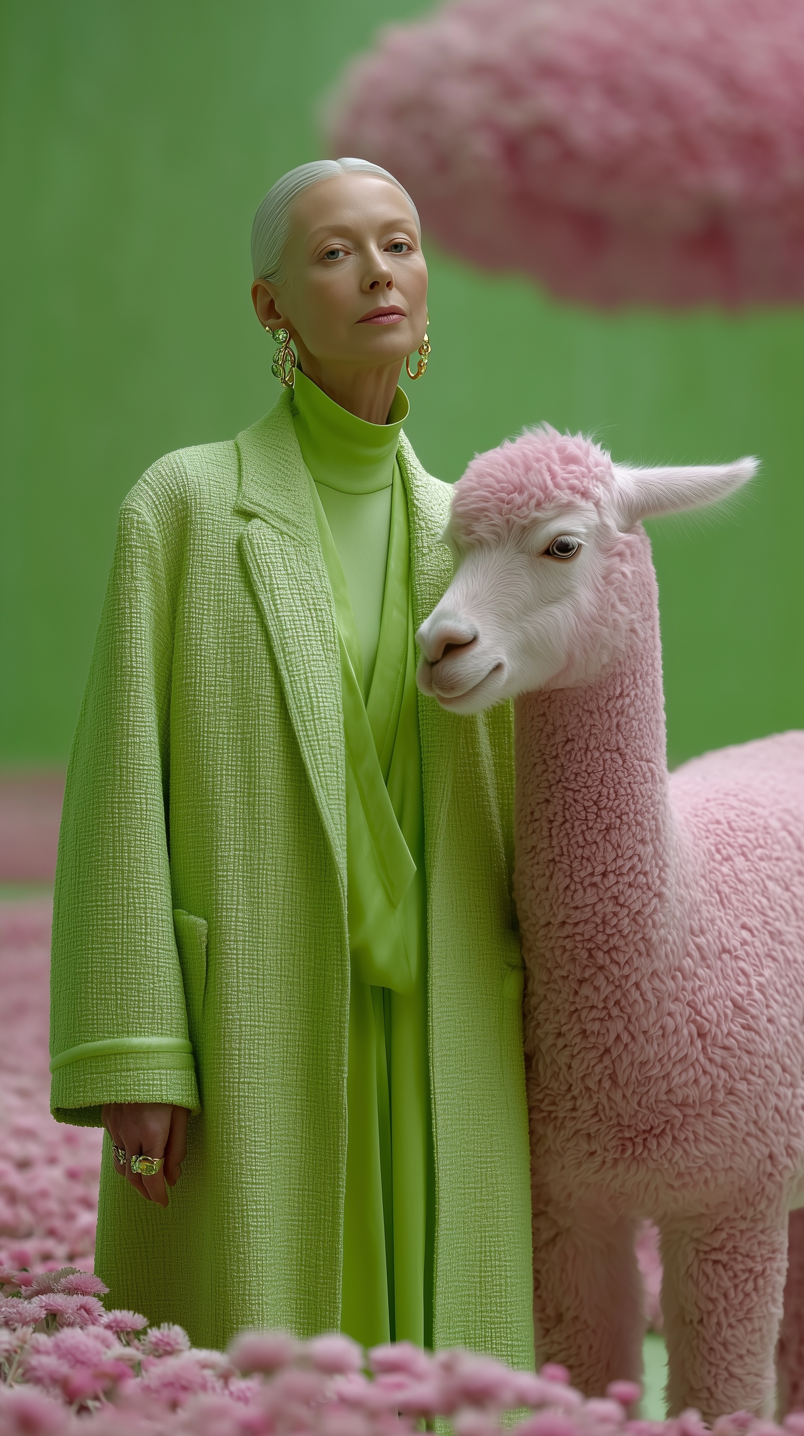 Surreal Harmony: Tilda Swinton in Vibrant Space