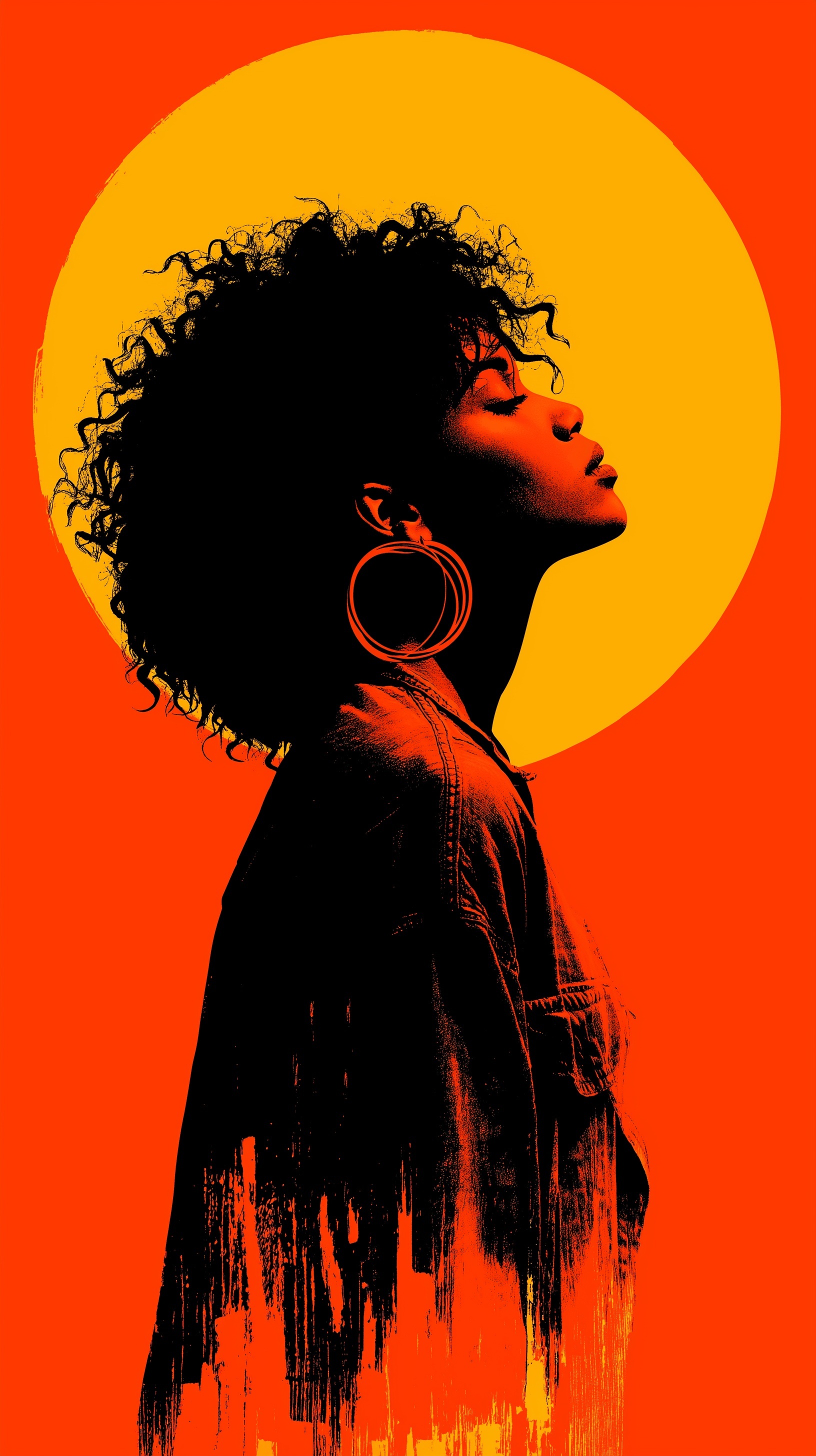 Vibrant Pop-Art Portrait of a Woman in Profile