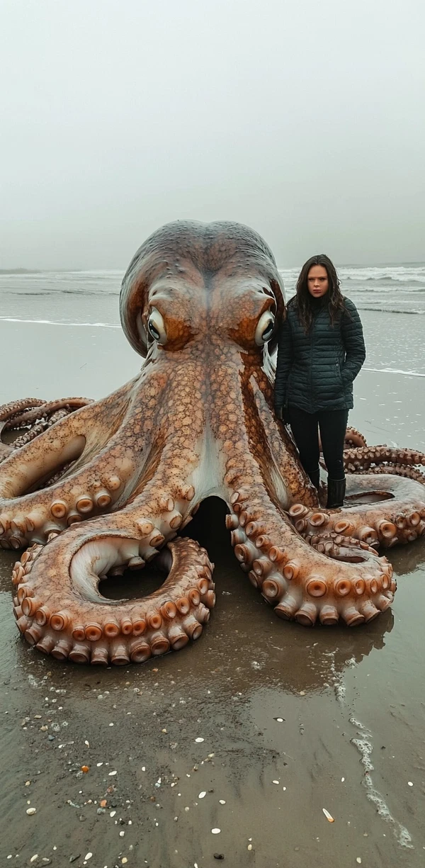 Rare Giant Octopus Discovery on Beach