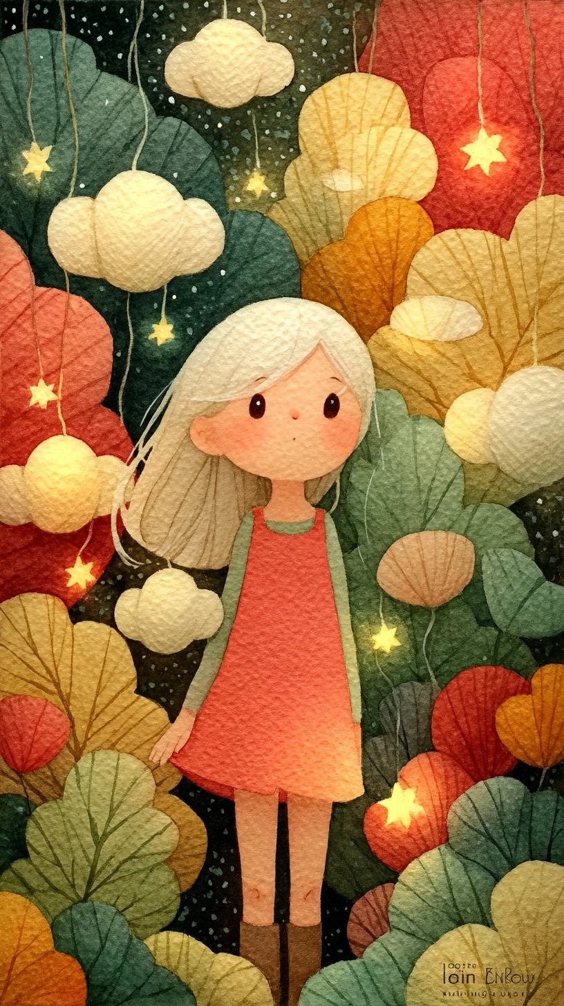 Dreamy Garden Glow: Enchanted Nighttime Scene