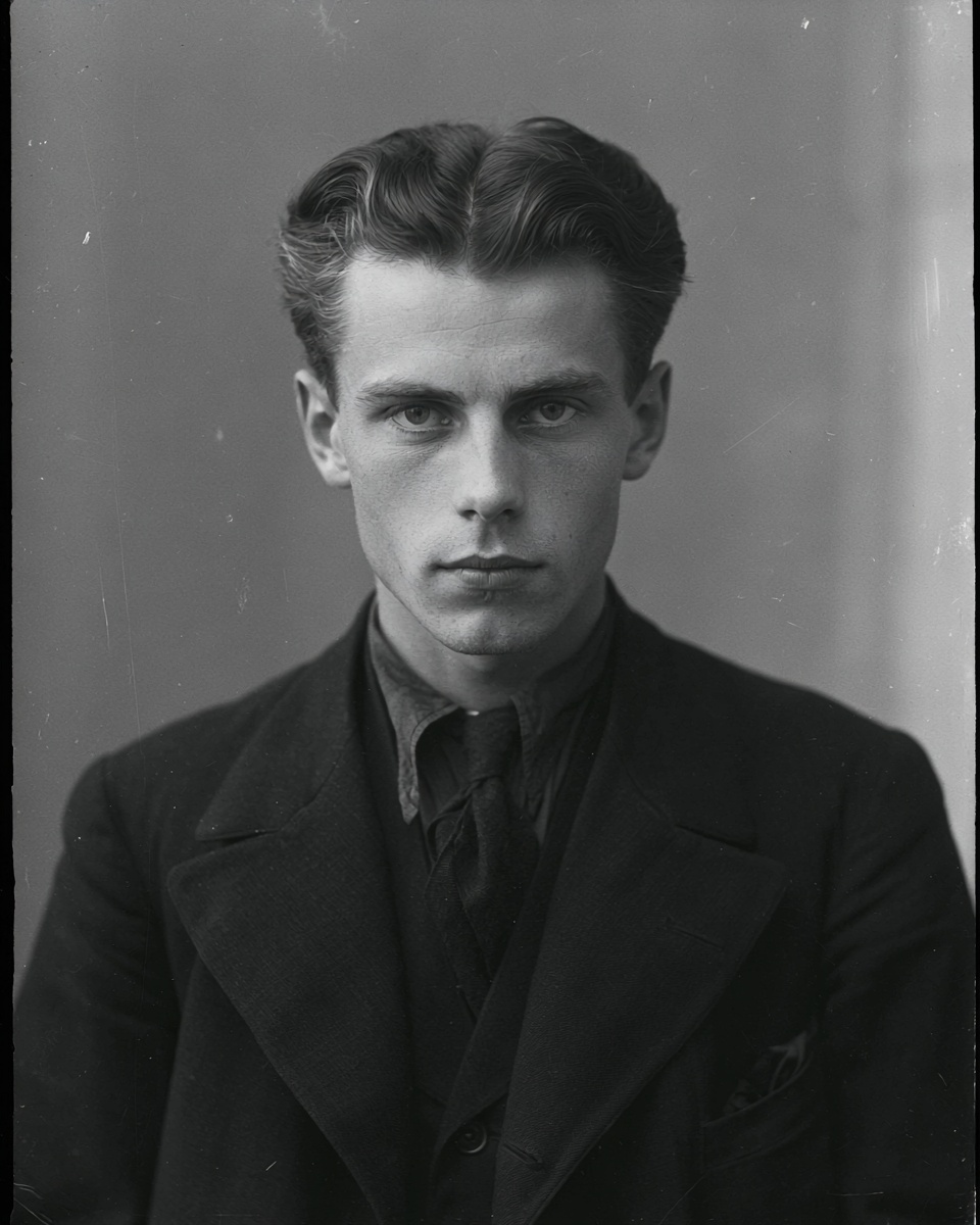 Timeless 1933 Passport Photo: Young German Man