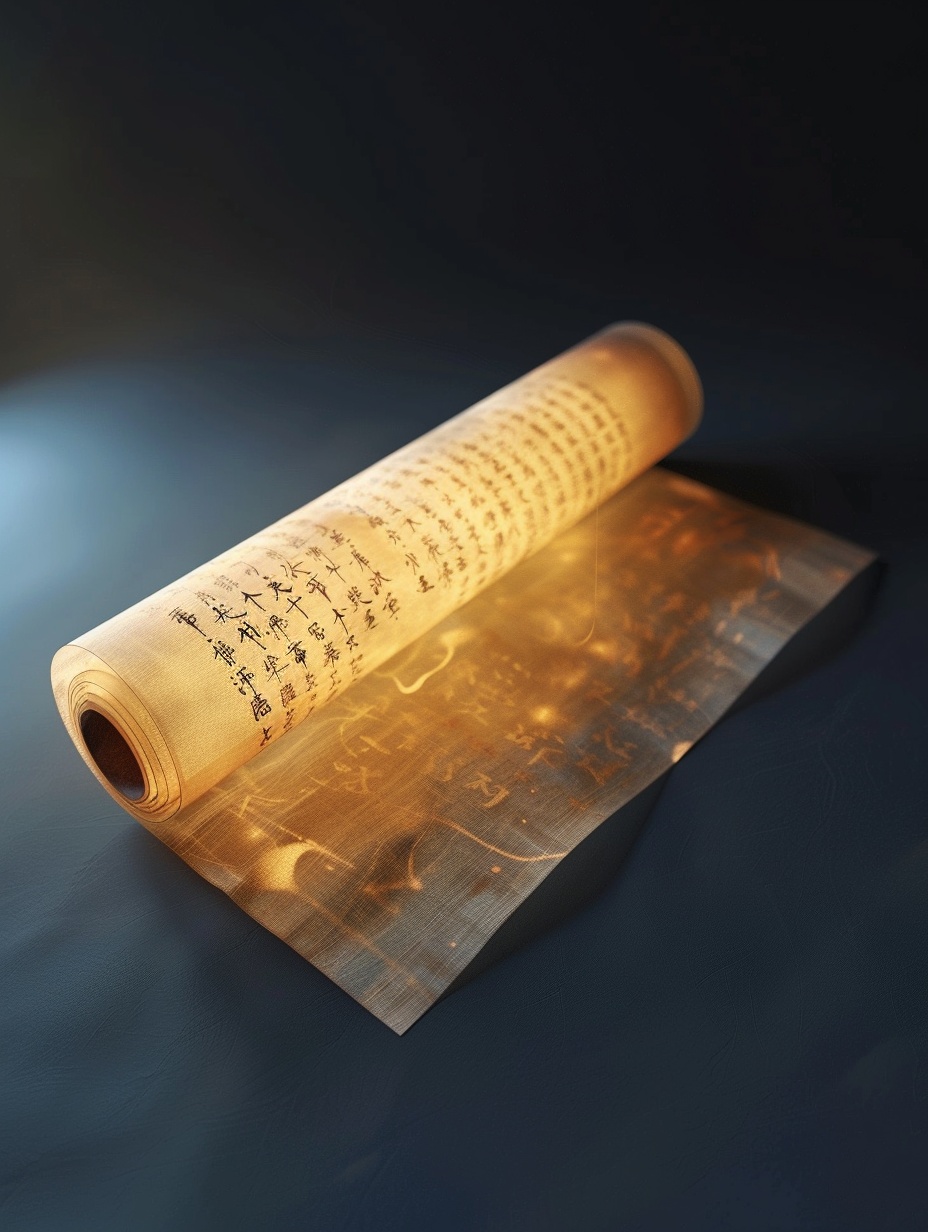 Golden Chinese Characters on Rice Paper | 3D Ancient Art