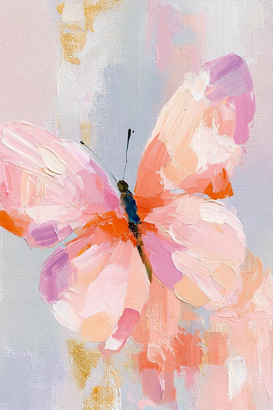 Artisan Hand-Painted Butterfly in Soft Blush Tones