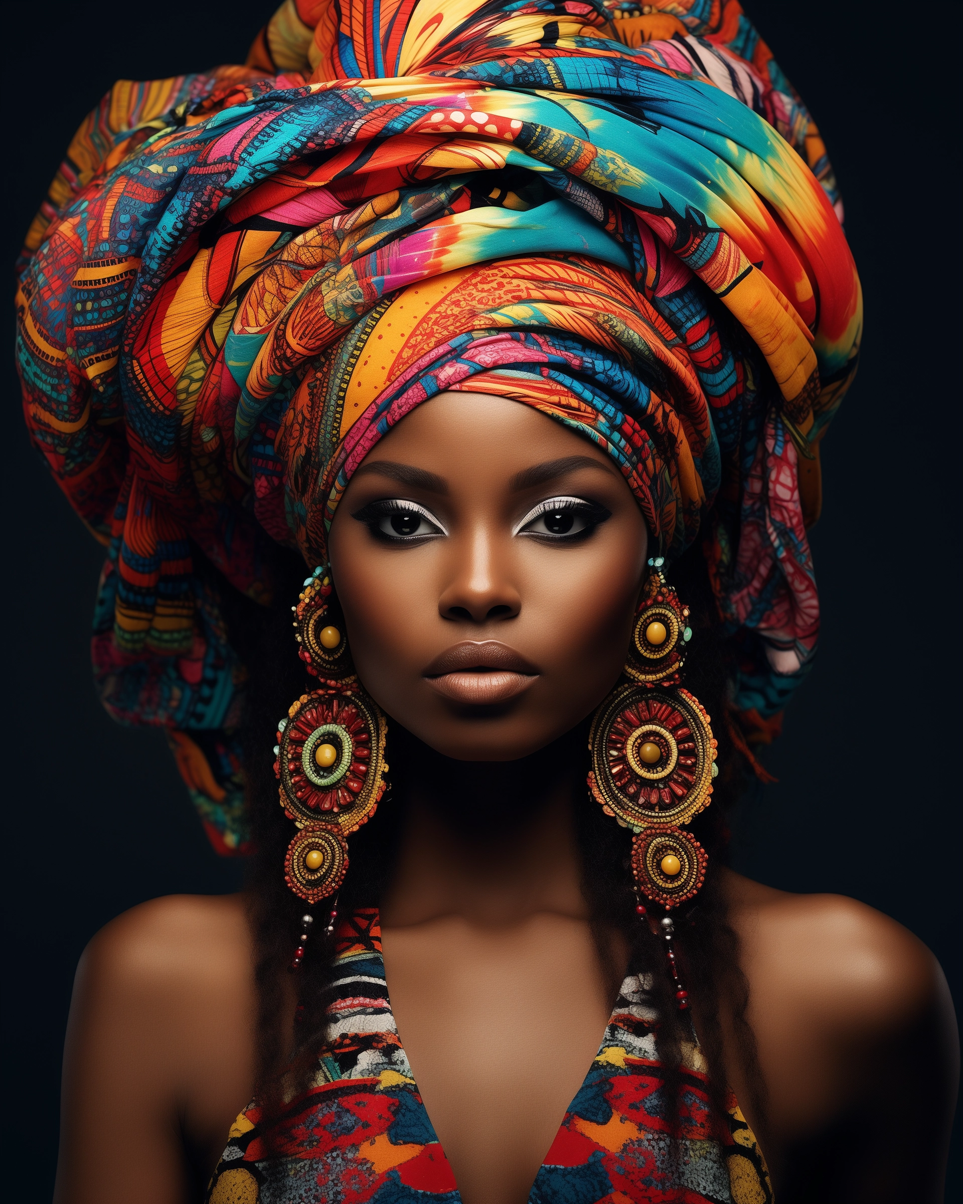 Psychedelic African Beauty: Mesmerizing Headdress