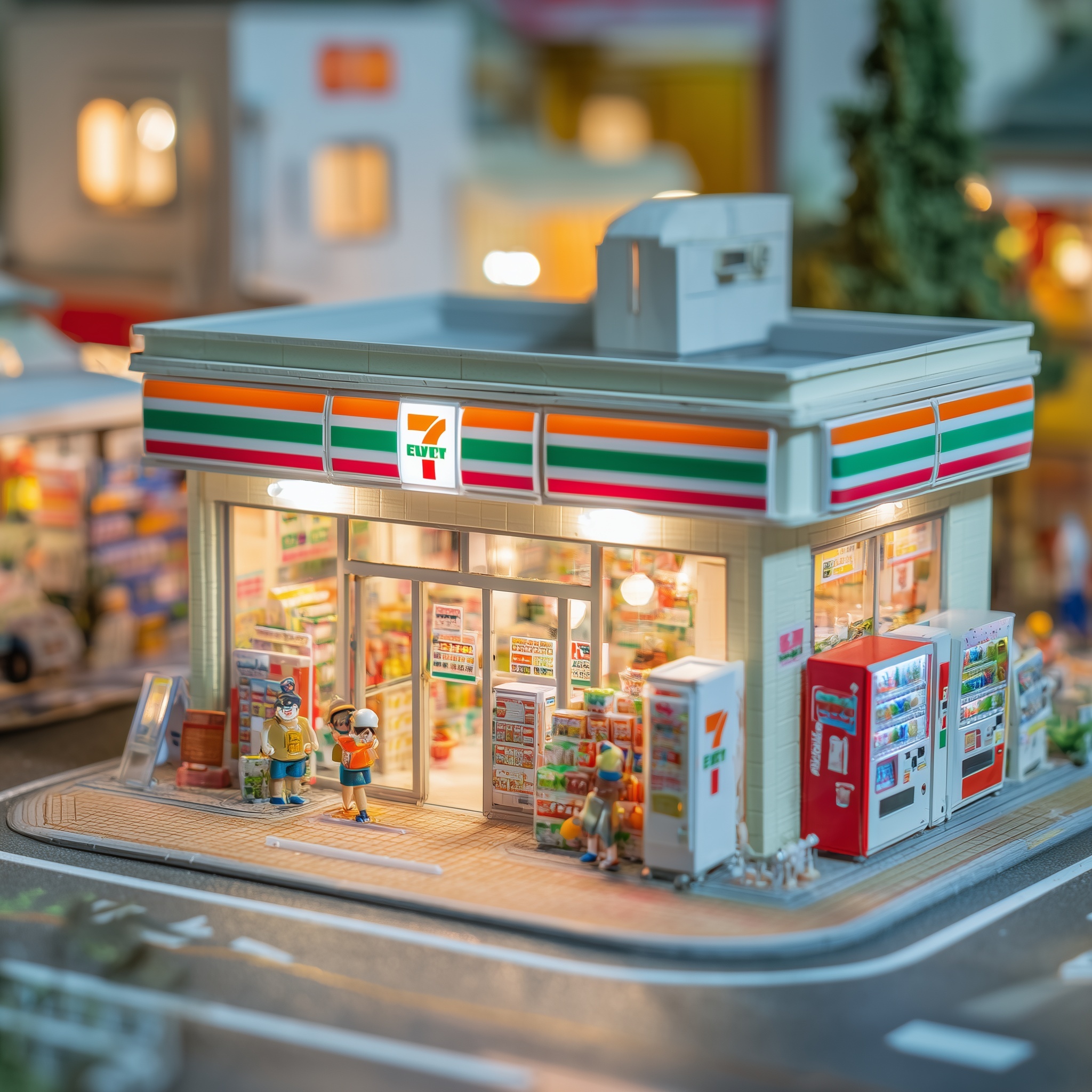 Miniature 7-Eleven Diorama: Urban Toy Model