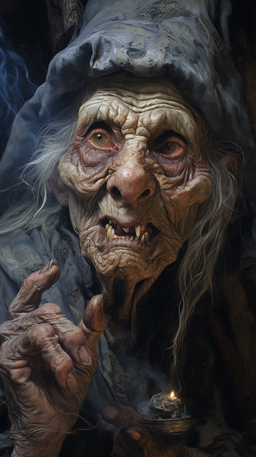 Wickedly Detailed Scary Witch Painting - Captivatingly Intricate & Highly Realistic