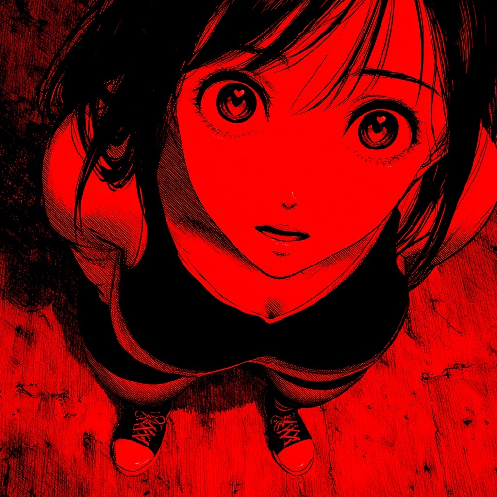 Vivid Manga Character with Heart-Shaped Pupils