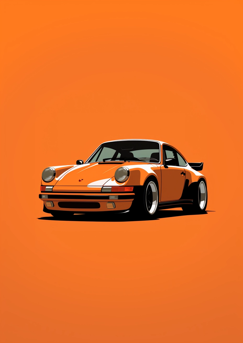 Simplified Vector Porsche 911 Poster - Elegant Art Style