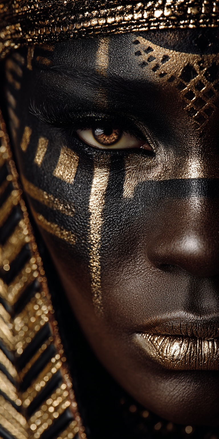 Stunning Gold & Black Pharaoh Queen Portrait