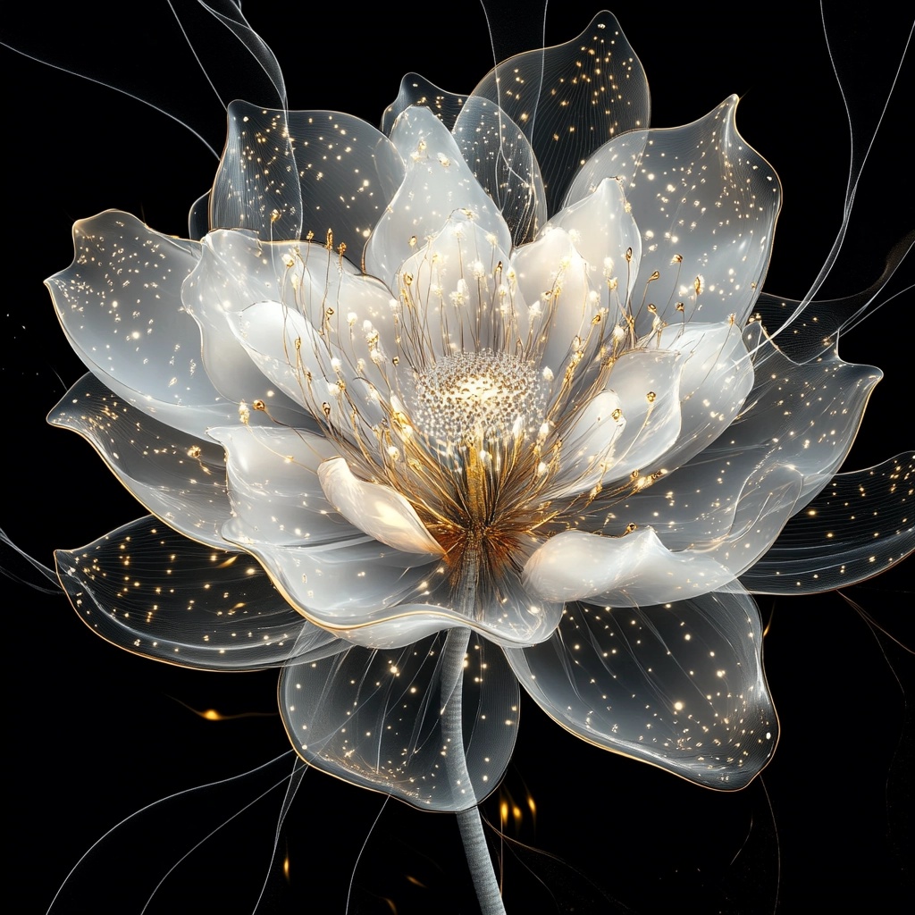 Elegant Alien Flower in White and Gold